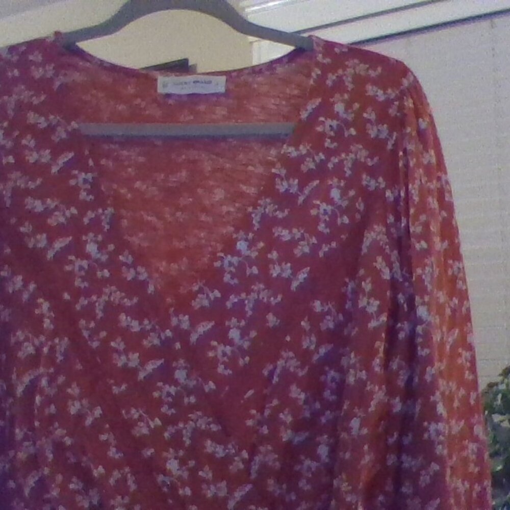 Harvest Orange Faux Wrap Blouse Lucky Brand Size Small - Picture 2 of 5